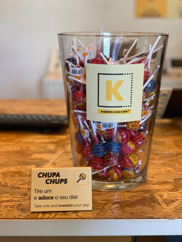 chupa chups na receção da kuboo